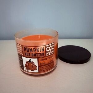 “Pumpkin Nut Butter” Bath & Body Works 3-wick Fall Candle — DISCONTINUED